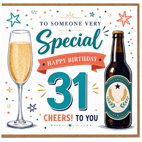 31st Birthday Card, Special Happy Birthday 31 Cheers To You Card