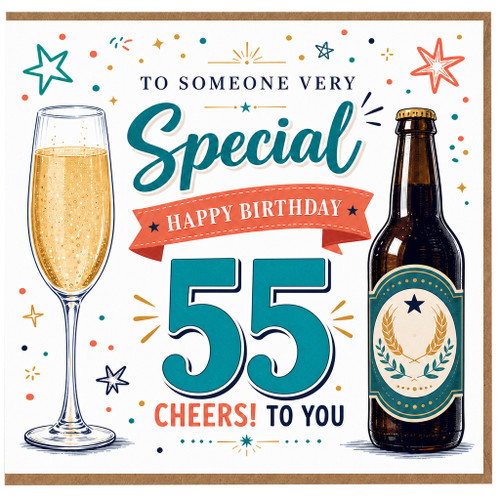 55th Birthday Card, Special Happy Birthday Cheers To You Design
