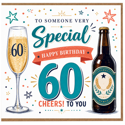 60th Birthday Card, Cheers to You Birthday Card
