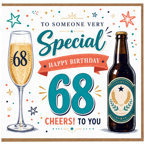 68th Birthday Card, Special Cheers To You Birthday Card for Him or Her