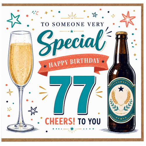 77th Birthday Card, Cheers to You Birthday Card