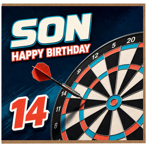14th Birthday Card, Darts Birthday Card for na