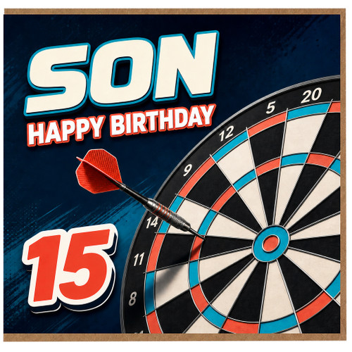 15th Birthday Card, Happy Birthday Dartboard Design
