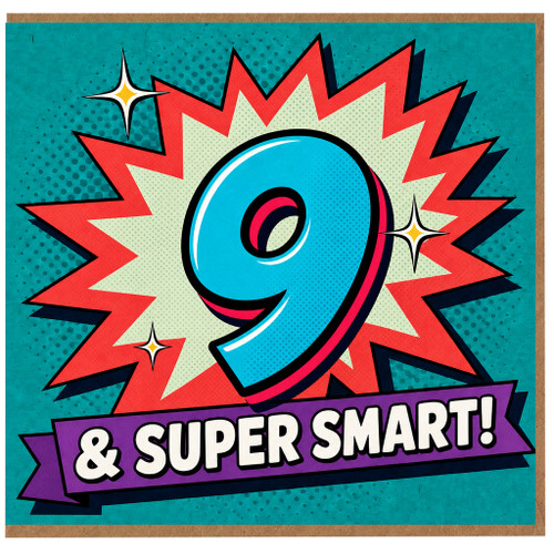 9th Birthday Card, Super Smart Comic Style Card