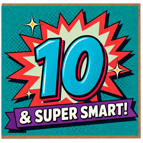 10th Birthday Card, Super Smart Comic Style Card