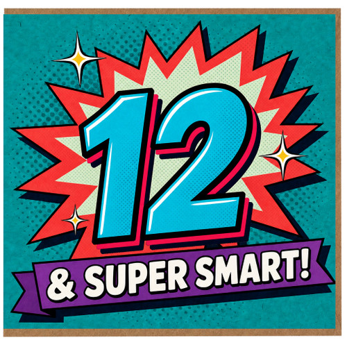 12th Birthday Card, Super Smart Comic Style Card