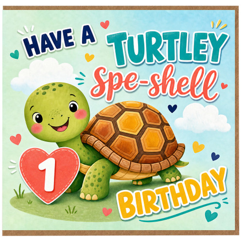 1st Birthday Card, Cute Turtle Birthday Card