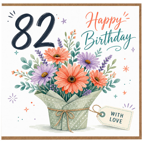 82nd Birthday Card, Floral Happy Birthday Card With Love