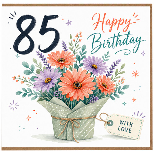 85th Birthday Card, Happy Birthday Floral Card With Love