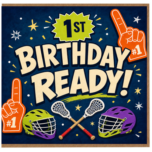 1st Birthday Card, Lacrosse Sports Birthday Card