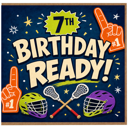 7th Birthday Card, Sports Lacrosse Theme