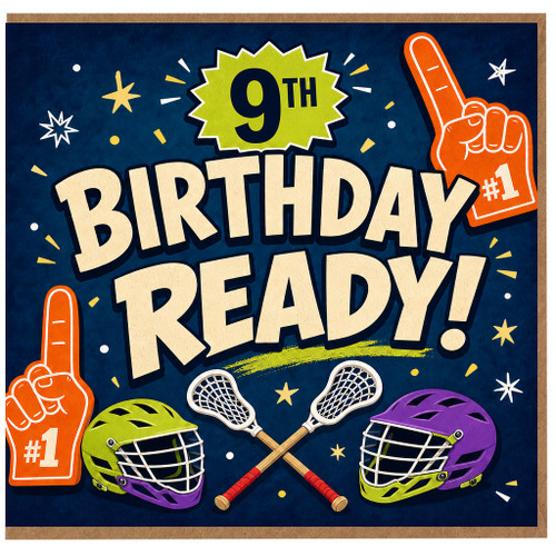 9th Birthday Card, Sports Lacrosse Birthday Card