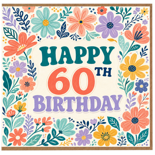 60th Birthday Card, Floral Happy 60th Birthday Card