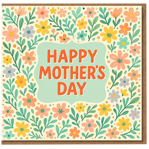 Happy Mother's Day Card - Pastel Floral Illustration - Heartfelt Mum Card for Mother, Mummy, Stepmum or Grandma