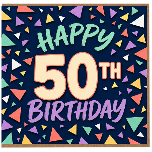 50th Birthday Card, Happy 50th Birthday Confetti Design