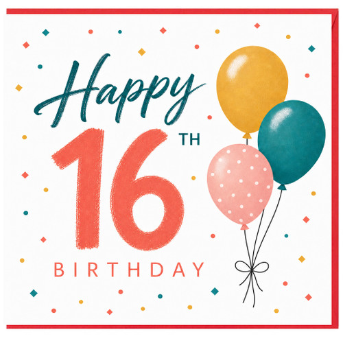 16th Birthday Card, Happy 16th Birthday Balloon Design
