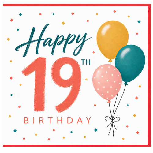 19th Birthday Card, Happy 19th Birthday Balloon Design