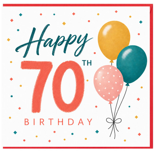 70th Birthday Card, Happy 70th Birthday Balloon Design Card