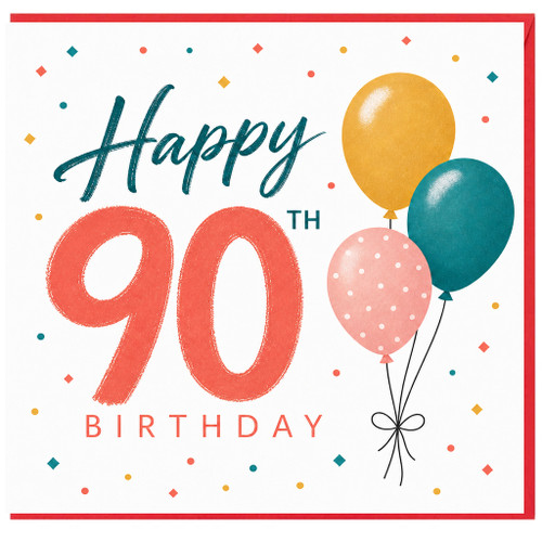 90th Birthday Card, Happy 90th Birthday Balloons Design