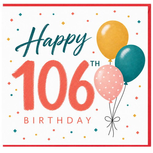 106th Birthday Card, Happy Birthday Card with Balloons