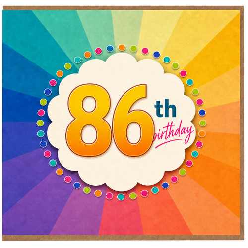 86th Birthday Card, Colourful Rainbow Celebration Card