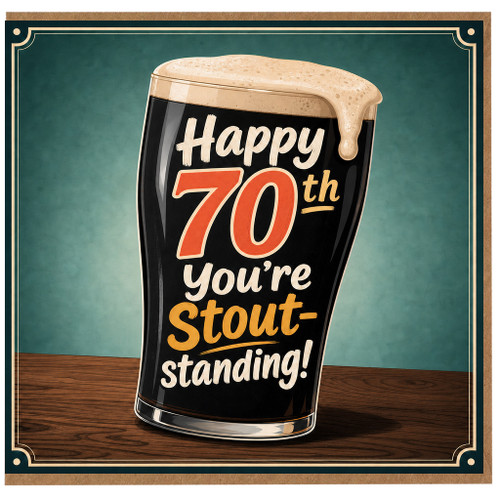 70th Birthday Card, Funny Beer Pint Glass Card