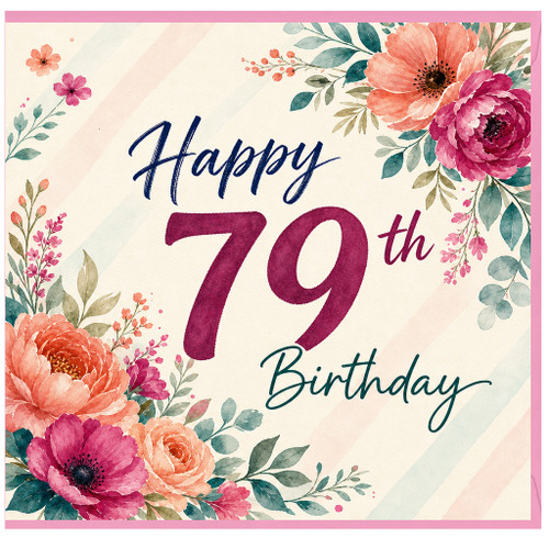 79th Birthday Card, Happy 79th Birthday Floral Card