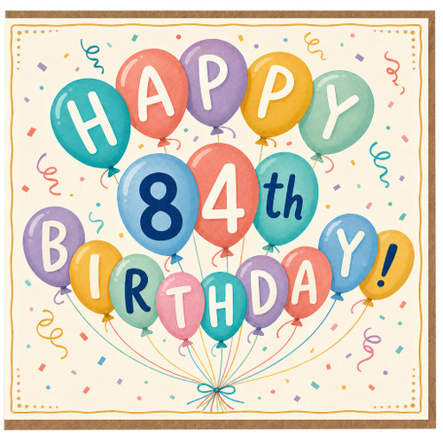 84th Birthday Card, Happy 84th Birthday Balloon Design