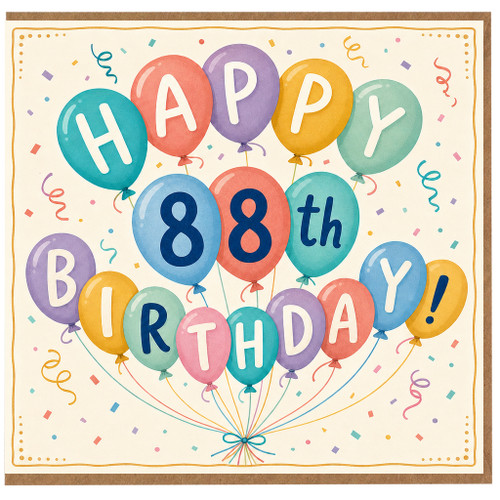 88th Birthday Card, Happy 88th Birthday Balloon Design Card