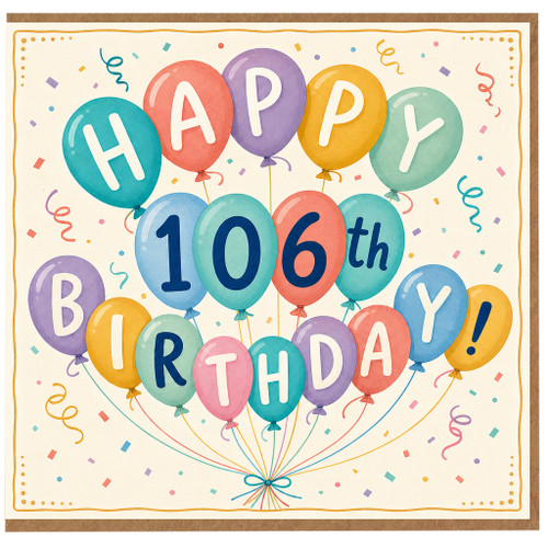 106th Birthday Card, Happy 106th Birthday Balloon Design