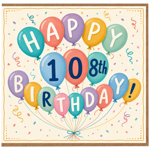 108th Birthday Card, Happy 10th Birthday Balloon Design