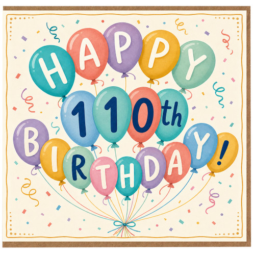 110th Birthday Card, Happy 110th Birthday Balloon Card