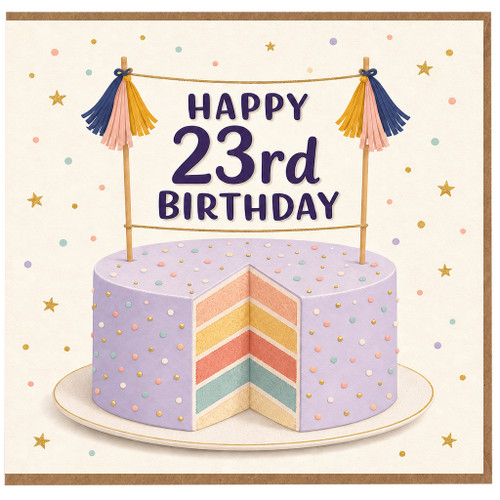 23rd Birthday Card, Happy 23rd Birthday Cake Design