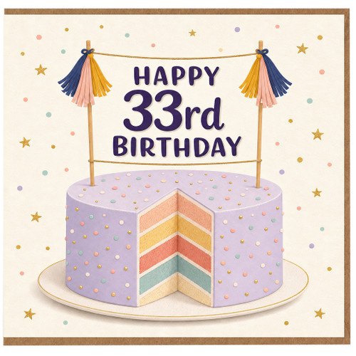 33rd Birthday Card, Happy 33rd Birthday Card, Birthday Card for 33 Year Old