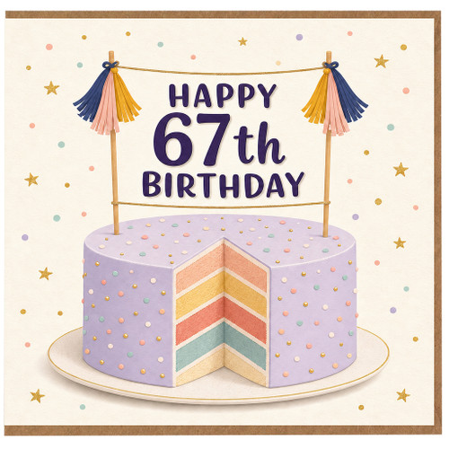 67th Birthday Card, Happy 67th Birthday Cake Design Card