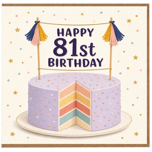 81st Birthday Card, Happy 81st Birthday Cake Card