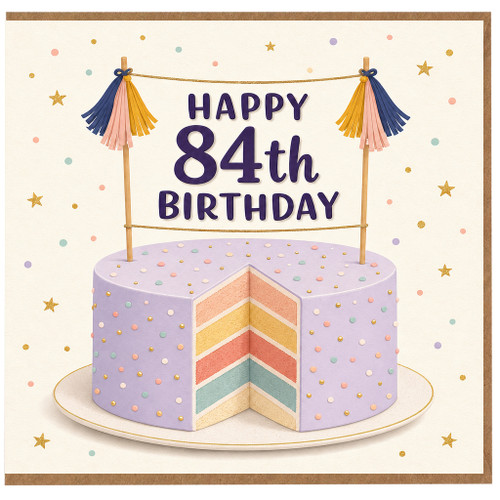 84th Birthday Card, Happy 84th Birthday Cake Design Card