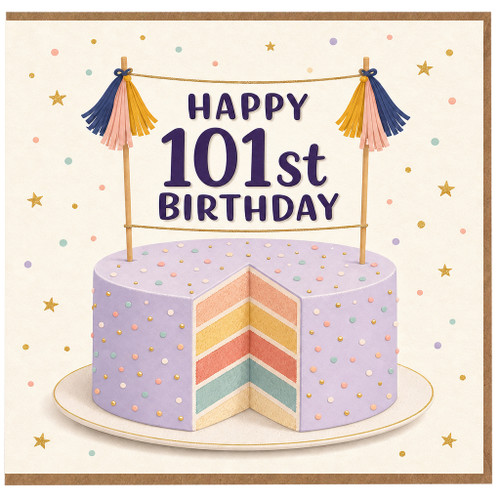 101st Birthday Card, Happy 101st Birthday Cake Design