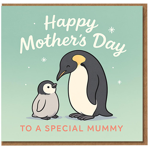 Mother's Day Card for Mummy - Cute Penguin Mum and Chick Illustration - Happy Mother's Day To A Special Mummy