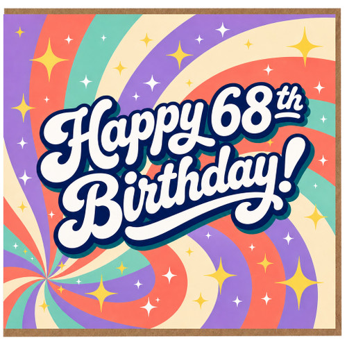 68th Birthday Card, Happy 68th Birthday Retro Swirl Card