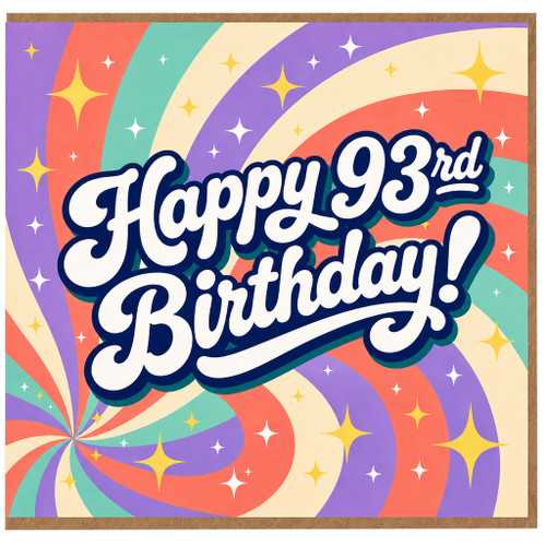 93rd Birthday Card, Happy 93rd Birthday Retro Rainbow Design