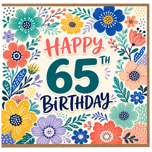 65th Birthday Card, Floral Happy 65th Birthday Card