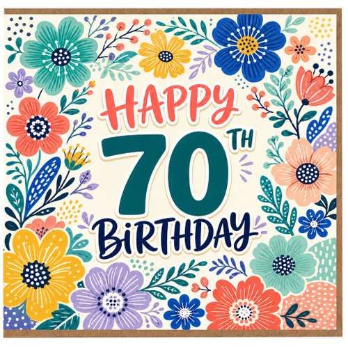 70th Birthday Card, Floral Happy 70th Birthday Card