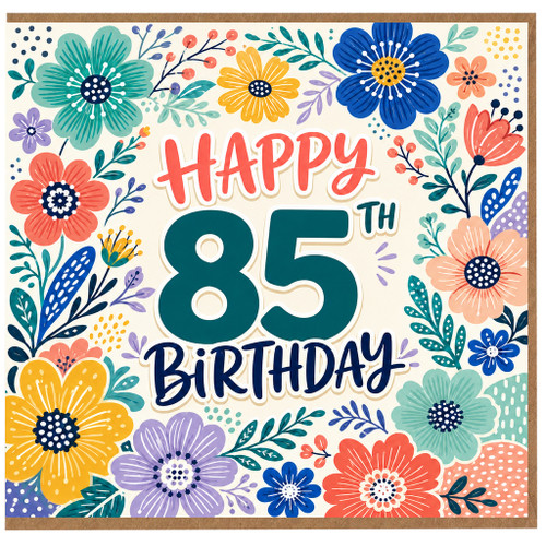 85th Birthday Card, Floral Happy 85th Birthday Card