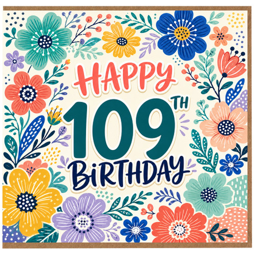109th Birthday Card, Happy 109th Birthday Floral Greeting Card