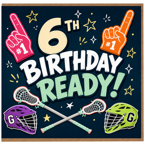 6th Birthday Card, Lacrosse Sports Birthday Card