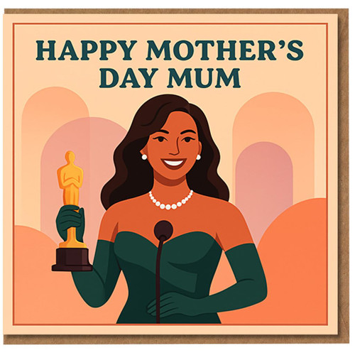 Happy Mother's Day Mum Card - Funny Award Winner Trophy Illustration - Card for Mum from Daughter or Son