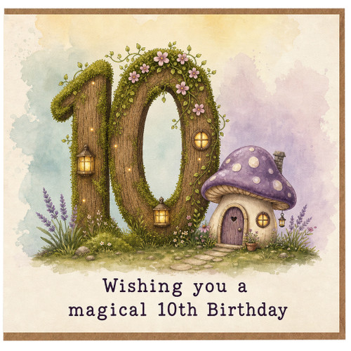 10th Birthday Card, Magical Fairy House Design