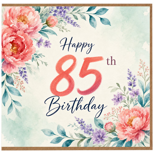85th Birthday Card, Floral Happy Birthday Card for Her