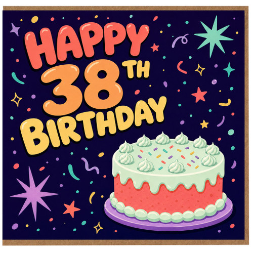 38th Birthday Card, Happy Birthday Card for 38 Year Old